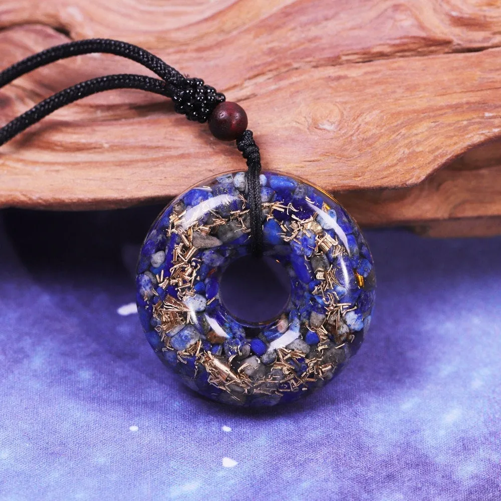 Orgone Pendant - Orgone Generator Necklace - Donut Necklace - Lapis Lazuli Energy Chakra - Metaphysical Spiritual Jewelry - EMF Protection