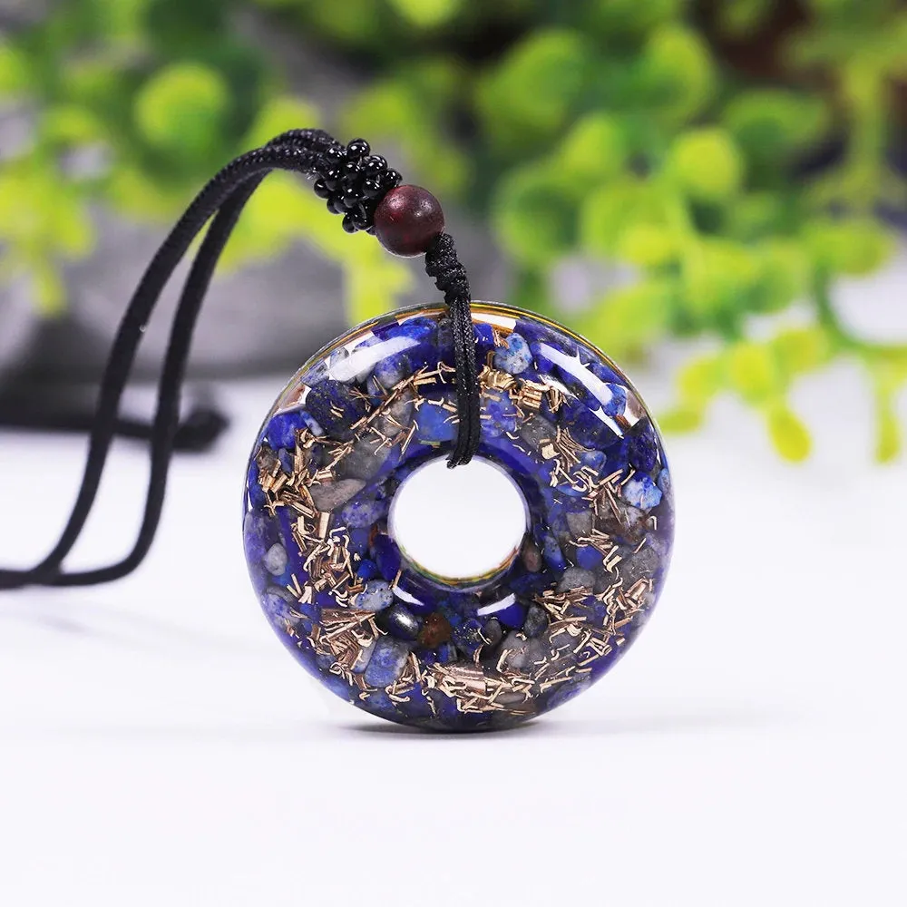 Orgone Pendant - Orgone Generator Necklace - Donut Necklace - Lapis Lazuli Energy Chakra - Metaphysical Spiritual Jewelry - EMF Protection