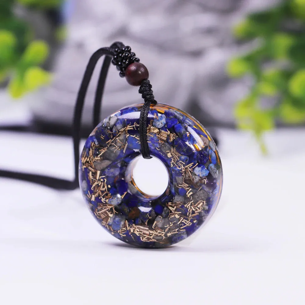 Orgone Pendant - Orgone Generator Necklace - Donut Necklace - Lapis Lazuli Energy Chakra - Metaphysical Spiritual Jewelry - EMF Protection