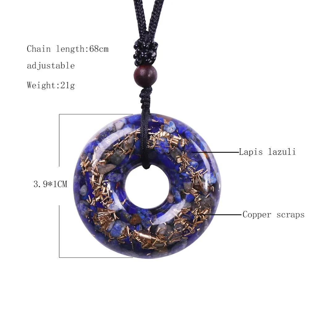 Orgone Pendant - Orgone Generator Necklace - Donut Necklace - Lapis Lazuli Energy Chakra - Metaphysical Spiritual Jewelry - EMF Protection