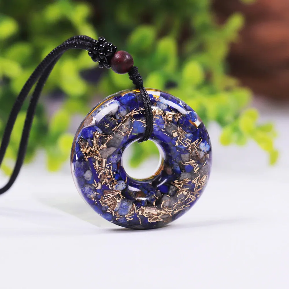 Orgone Pendant - Orgone Generator Necklace - Donut Necklace - Lapis Lazuli Energy Chakra - Metaphysical Spiritual Jewelry - EMF Protection