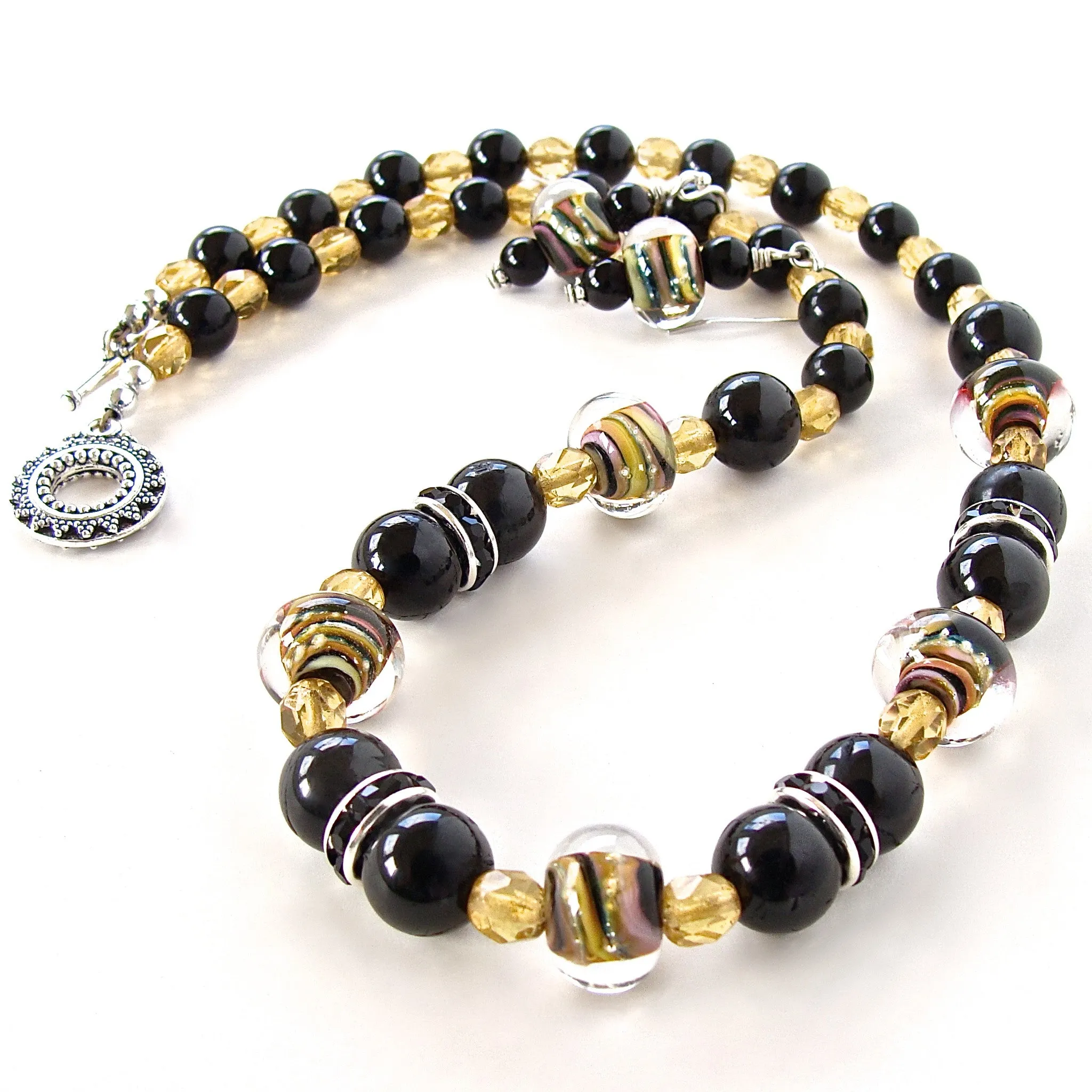 Palladium: Black and Yellow Necklace Set