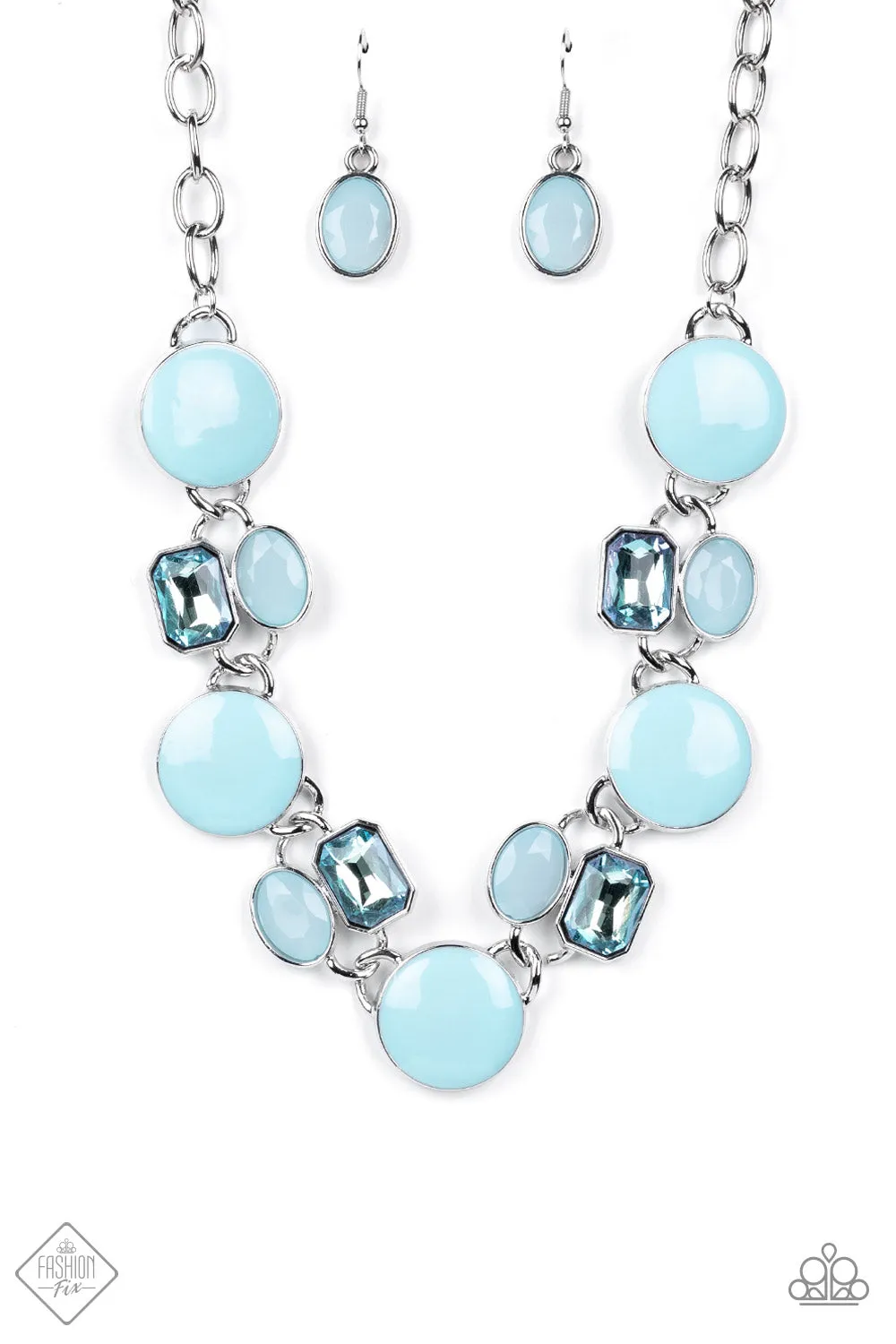 Paparazzi 2 pieces Set - Dreaming in MULTICOLOR - Blue Necklace and Dreamscape Dazzle Blue Bracelet