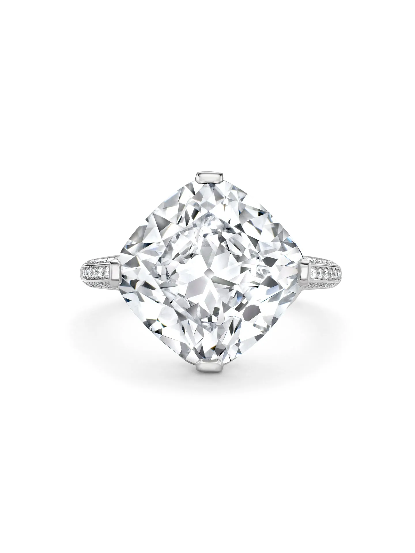 Peace of Mined Cushion Cut Platinum Diamond Ring