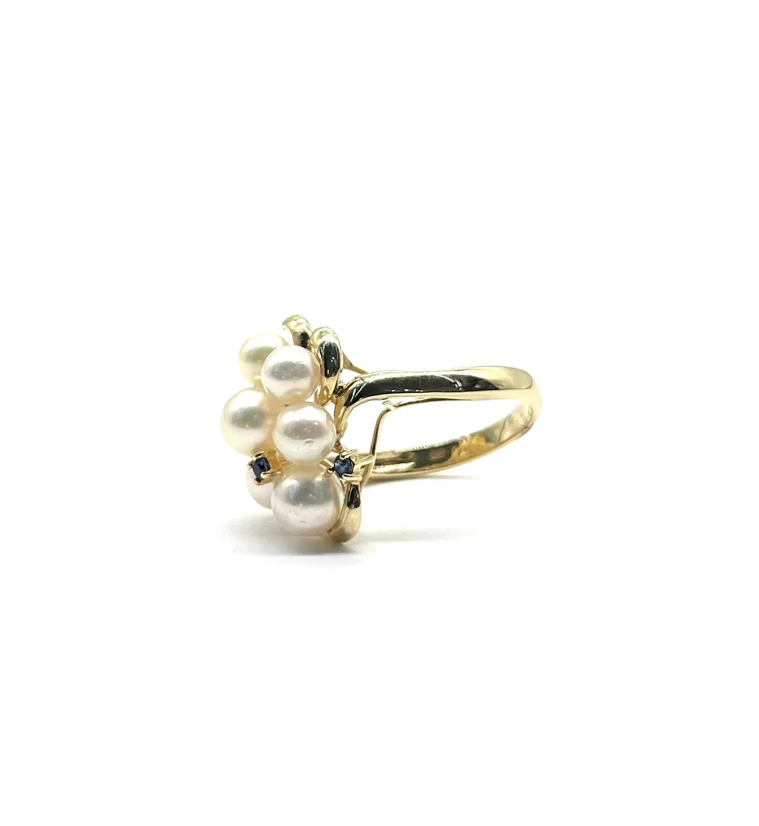 Pearl and Sapphire Cluster Ring