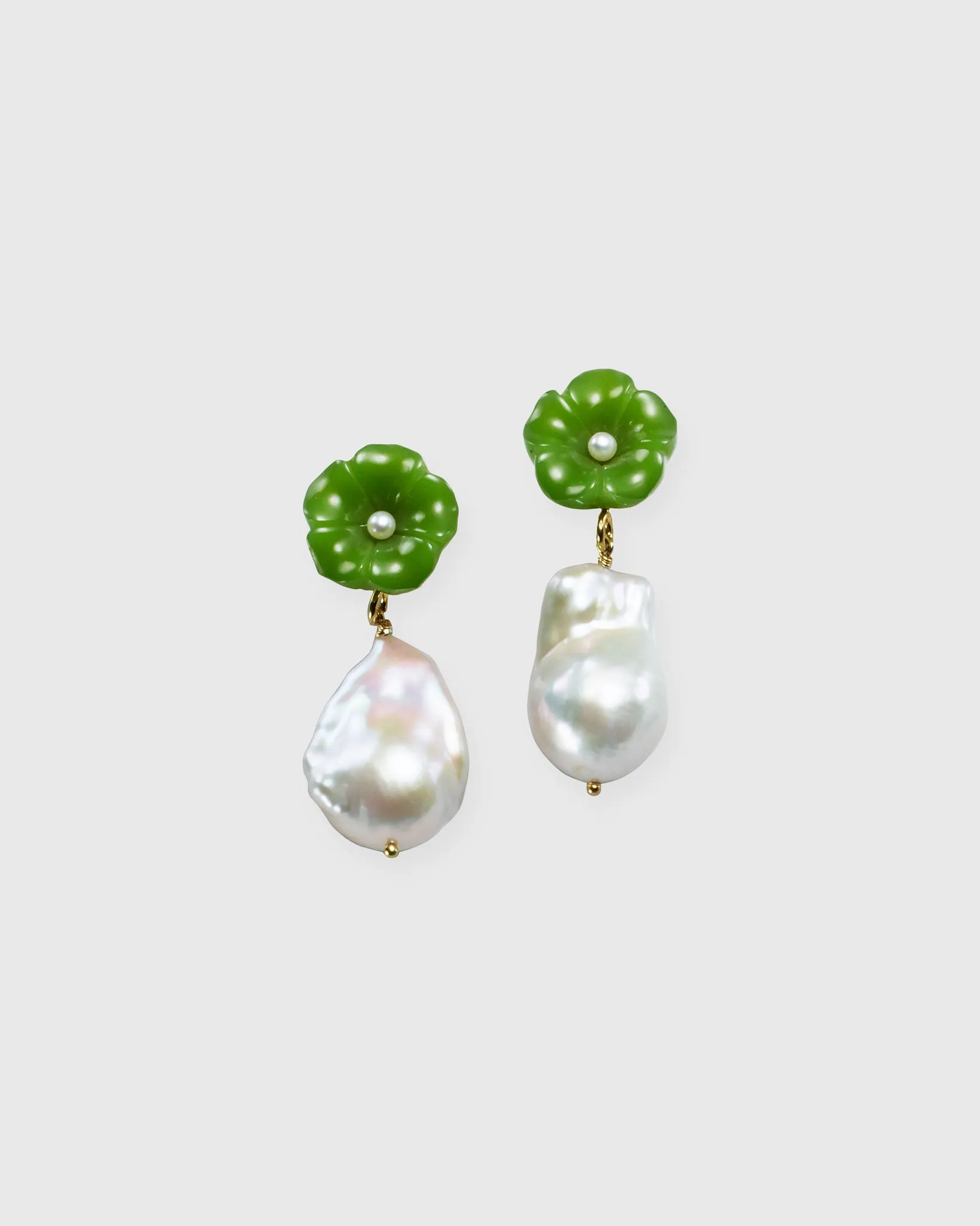 Pearl Drop Earrings in Jade