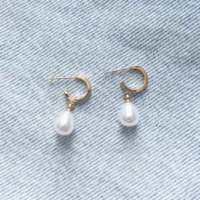 Pearl Huggie Hoop Earrings