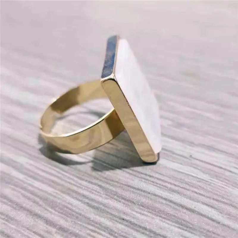 Pearlescent Ivory Square Ring