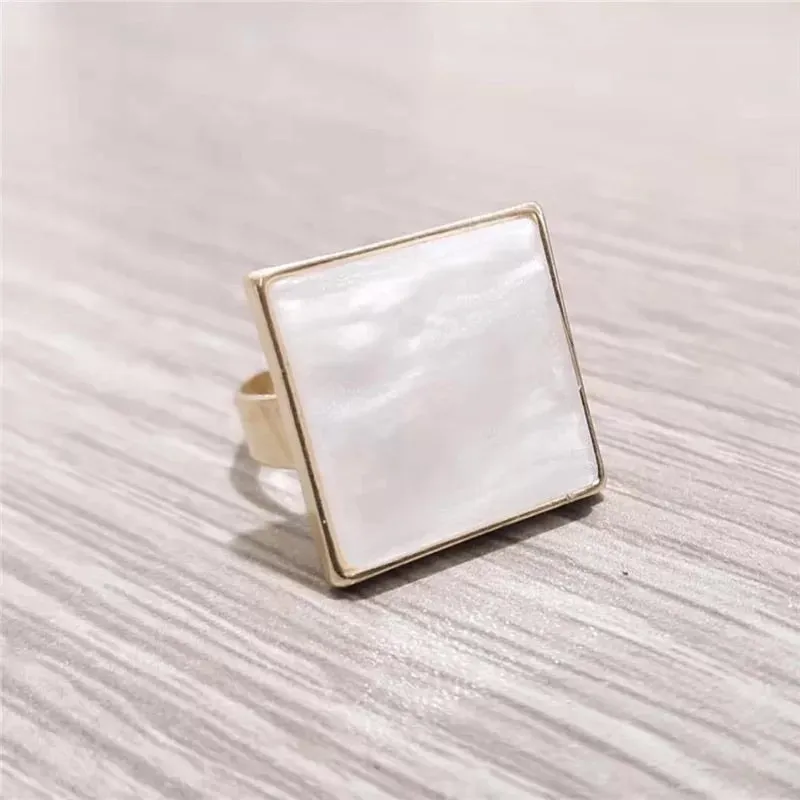 Pearlescent Ivory Square Ring