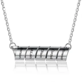 Personalized 5 Name Engraving Pendant Chain - Twisted Stainless-Steel Chain For Men