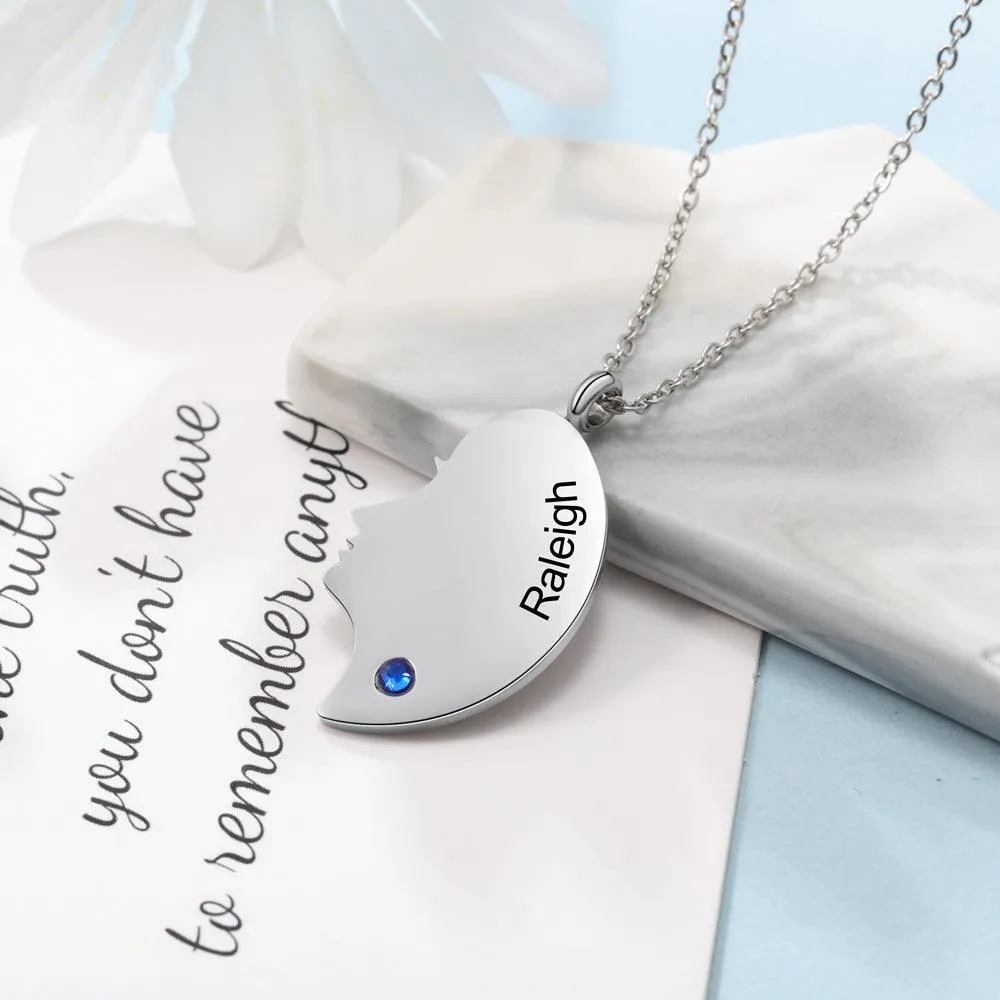 Personalized 925 Sterling Silver Love Necklace - 2 Custom Names & Birthstones Connect Us Together Necklace - Fashion Gift Jewelry For Friends & Family