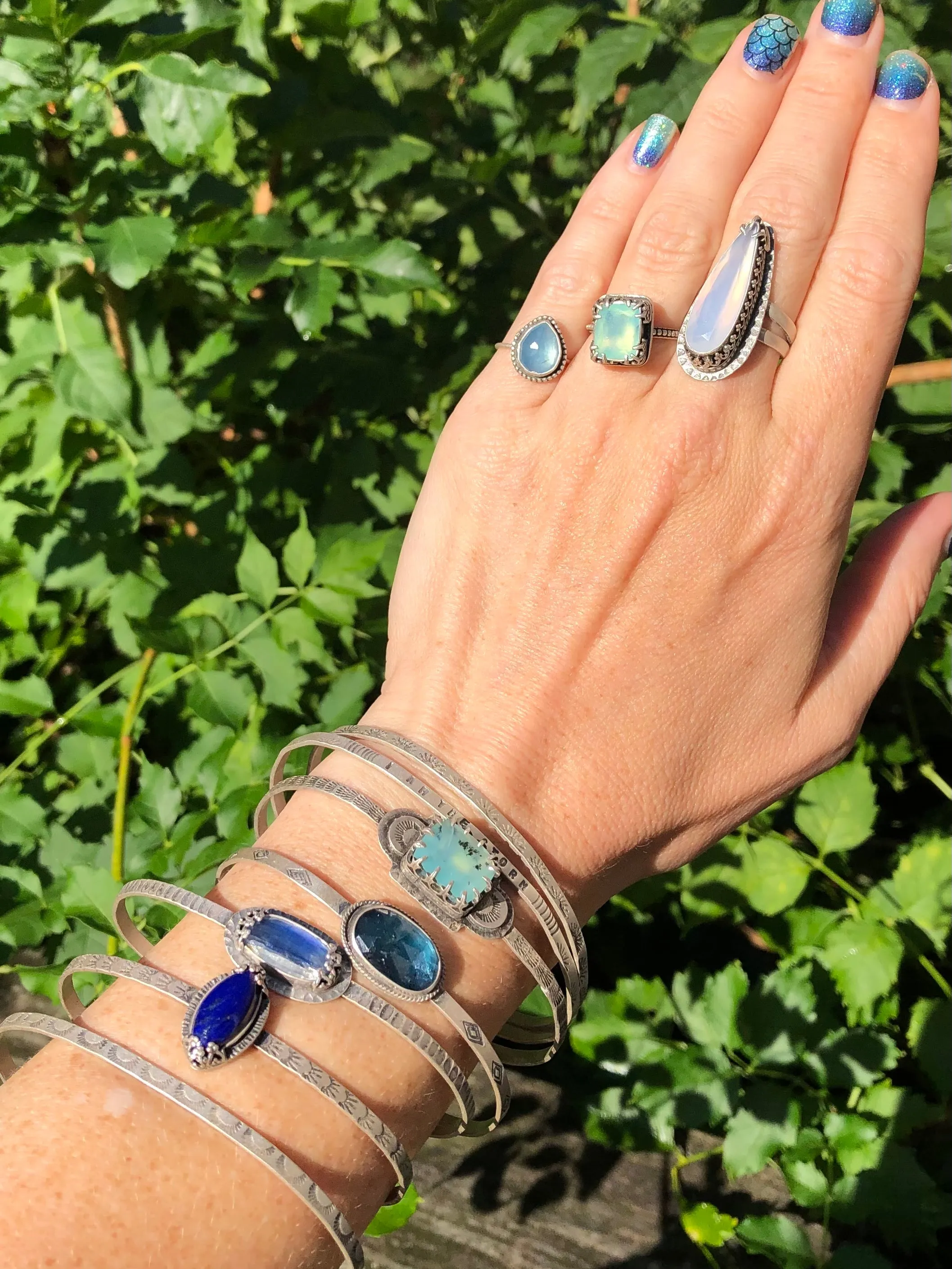 Peruvian Blue Opal Cuff Bracelet