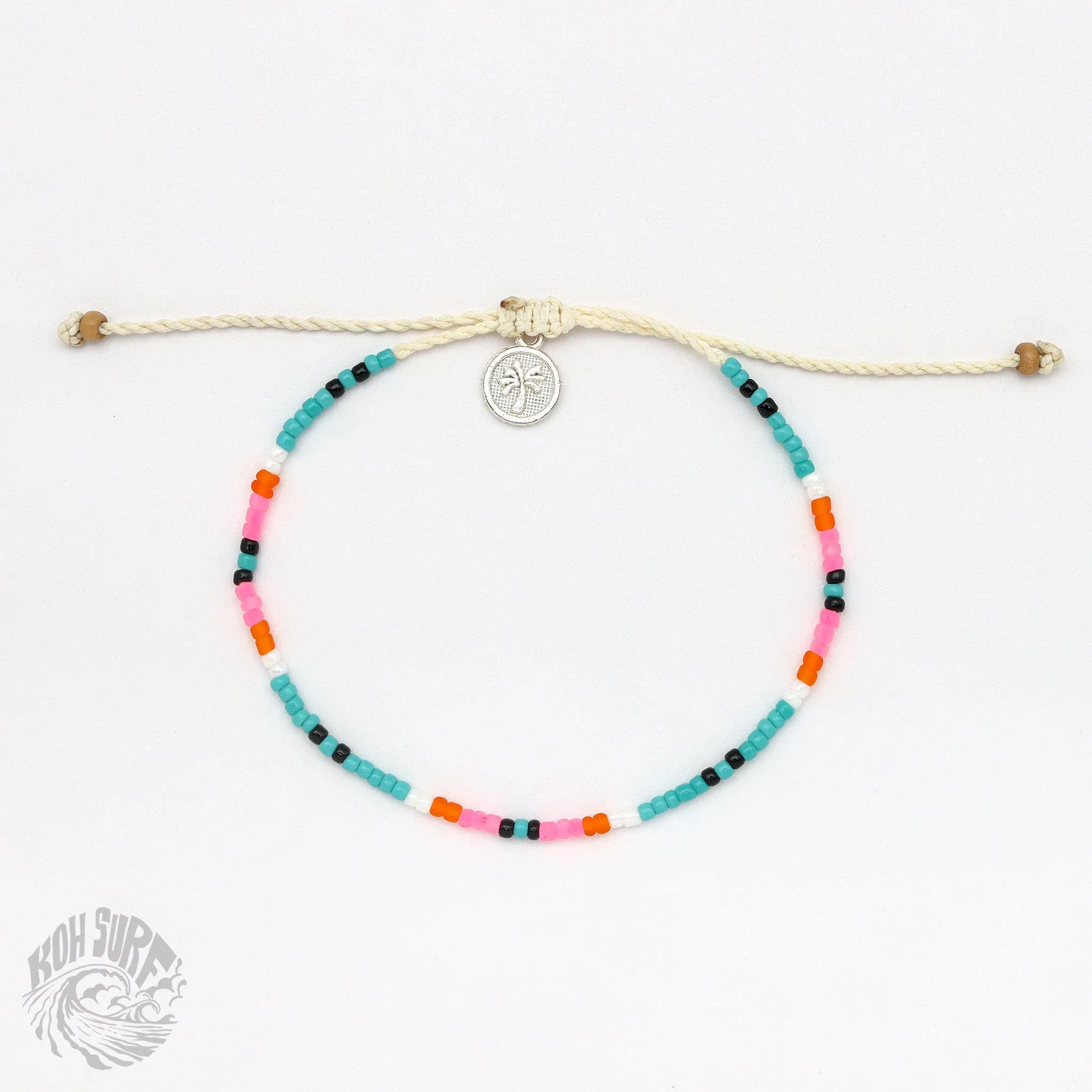 Pineapple Island -  Alila Dainty Beaded Anklet, Beach Anklet by Koh Surf: Peach