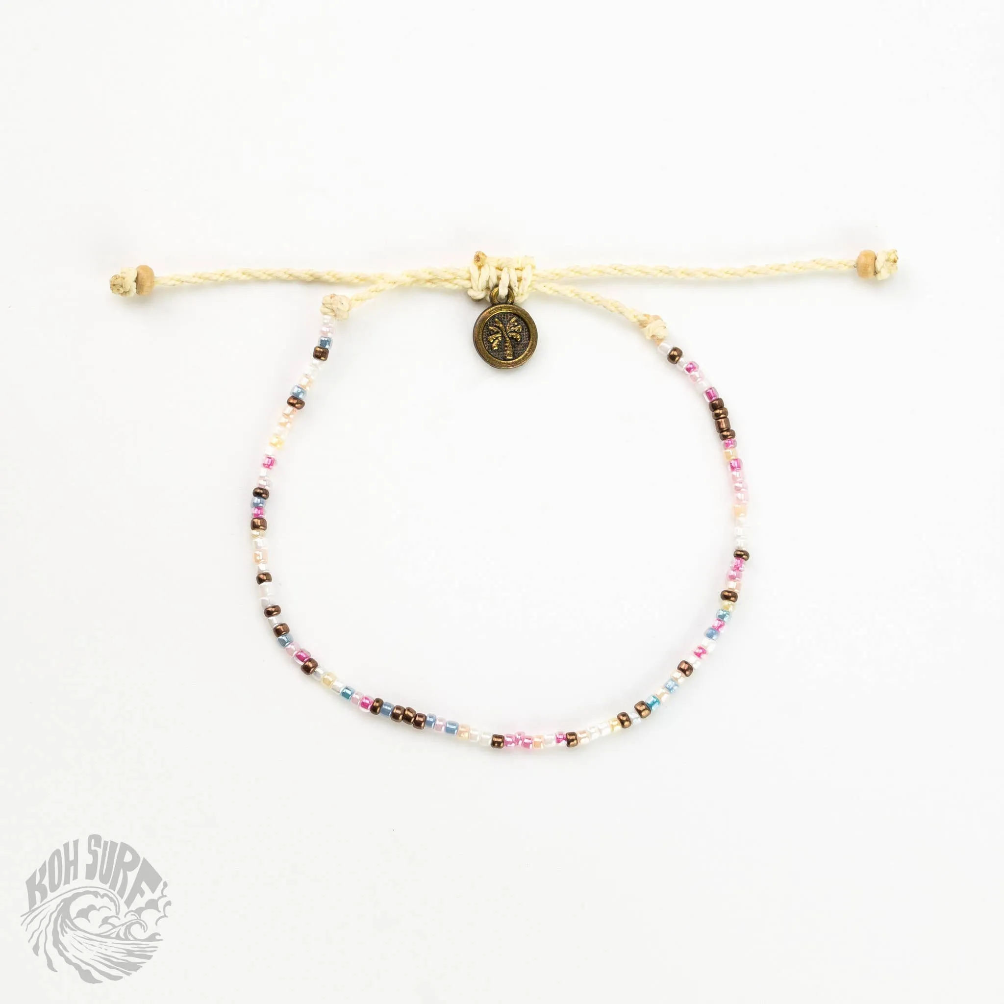 Pineapple Island -  Alila Dainty Beaded Anklet, Beach Anklet by Koh Surf: Peach