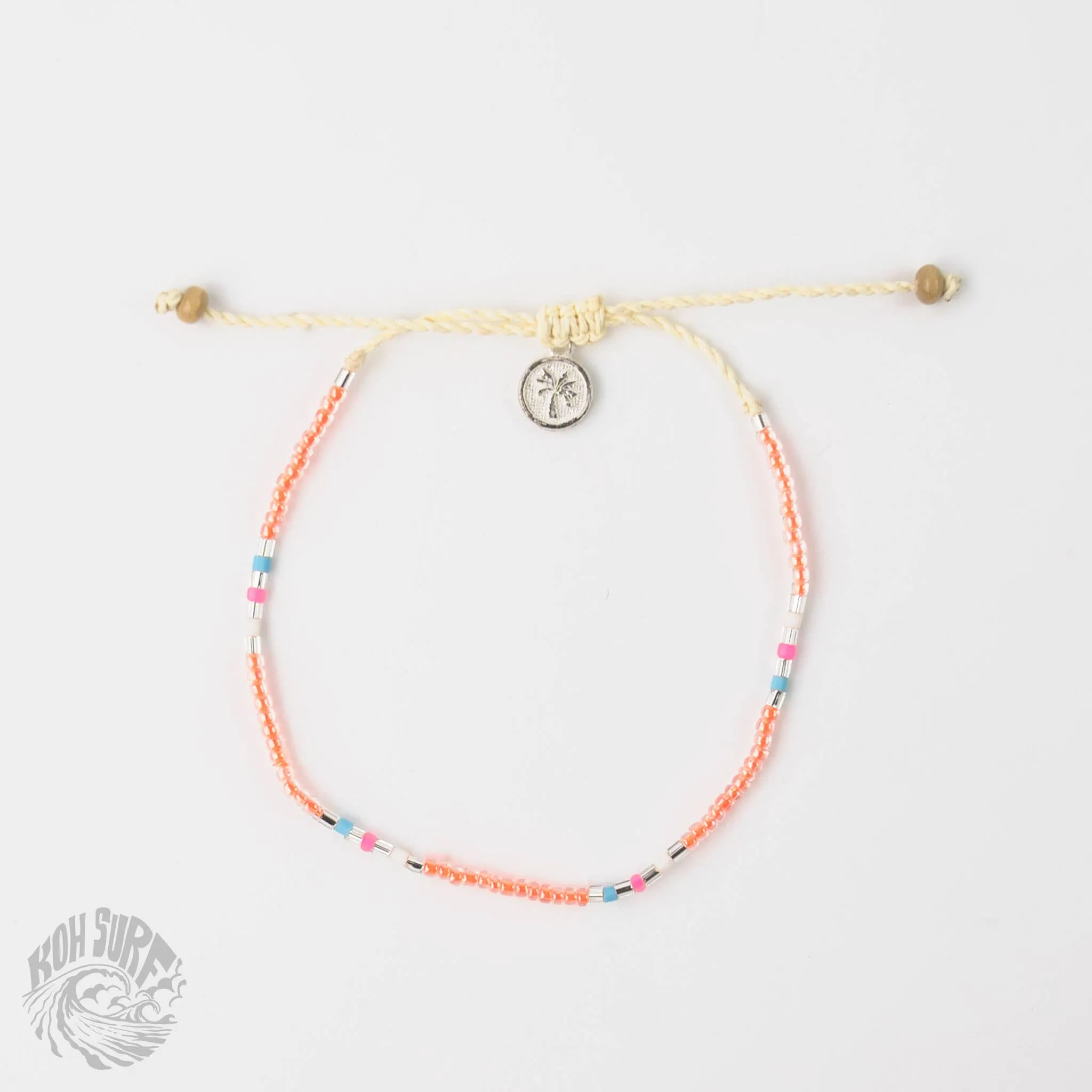 Pineapple Island -  Alila Dainty Beaded Anklet, Beach Anklet by Koh Surf: Peach