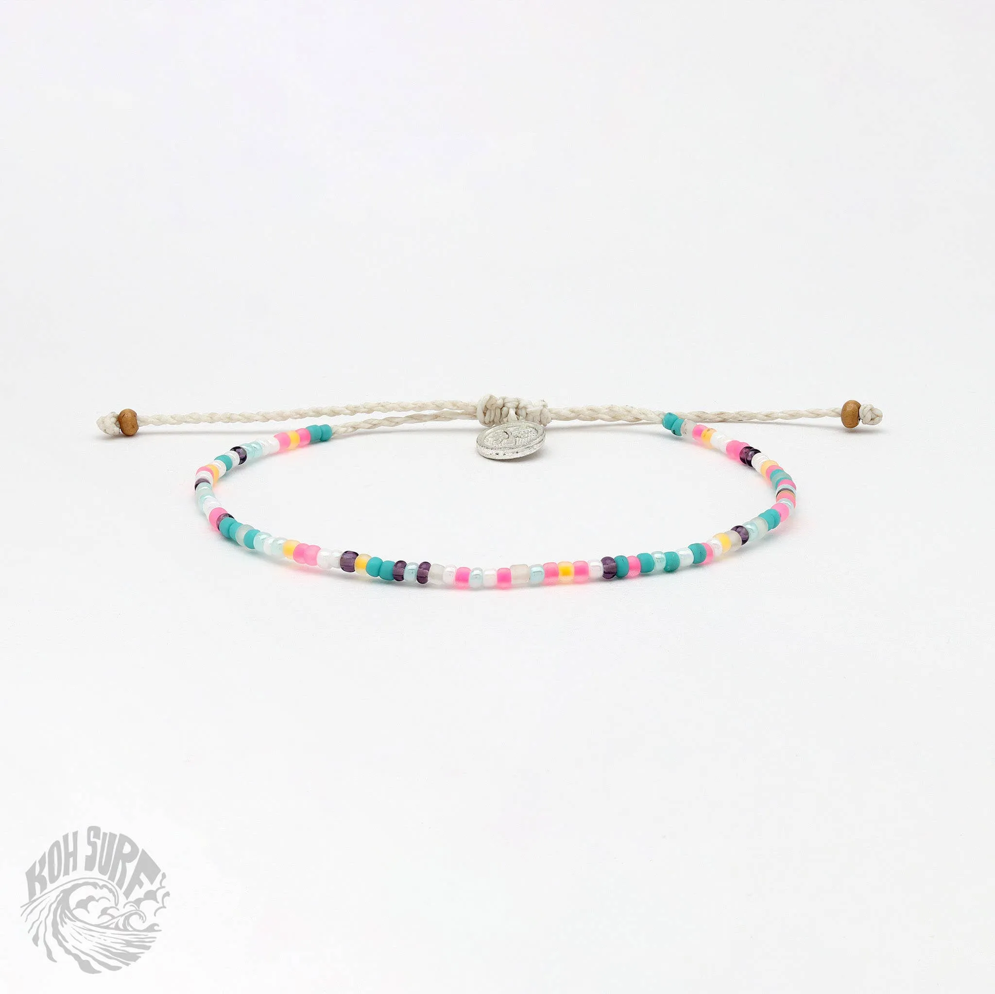 Pineapple Island -  Alila Dainty Beaded Anklet, Beach Anklet by Koh Surf: Peach