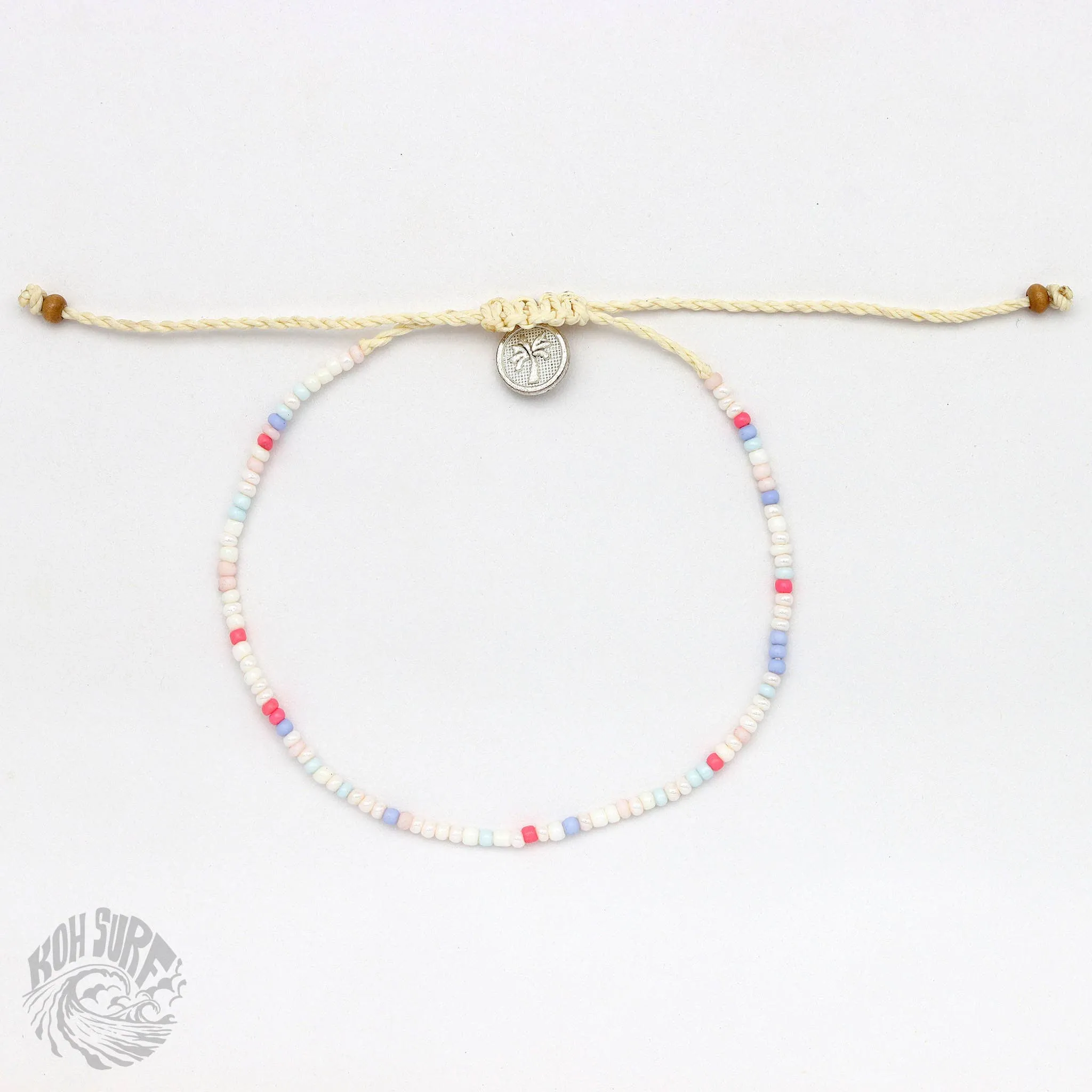 Pineapple Island -  Alila Dainty Beaded Anklet, Beach Anklet by Koh Surf: Peach