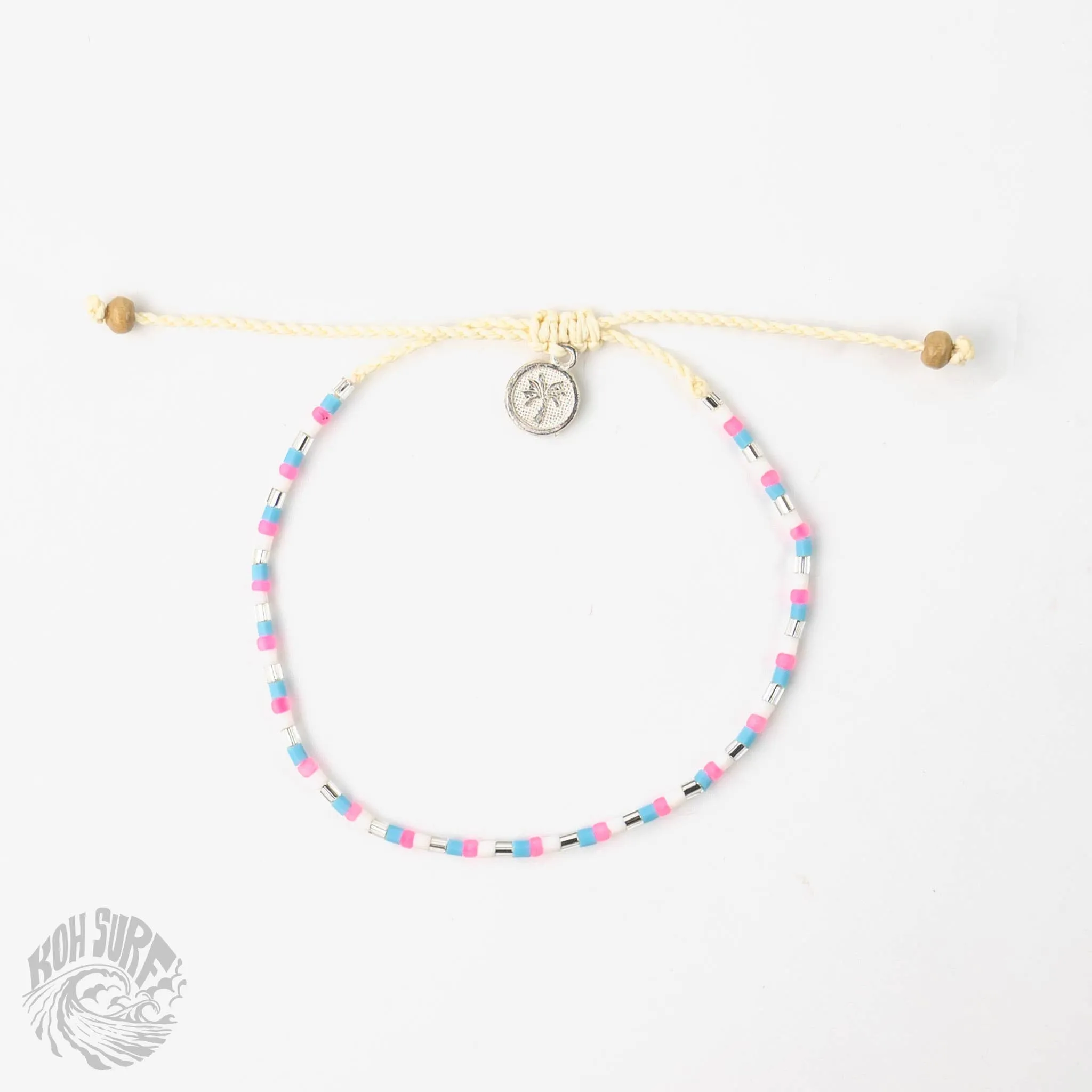 Pineapple Island -  Alila Dainty Beaded Anklet, Beach Anklet by Koh Surf: Peach