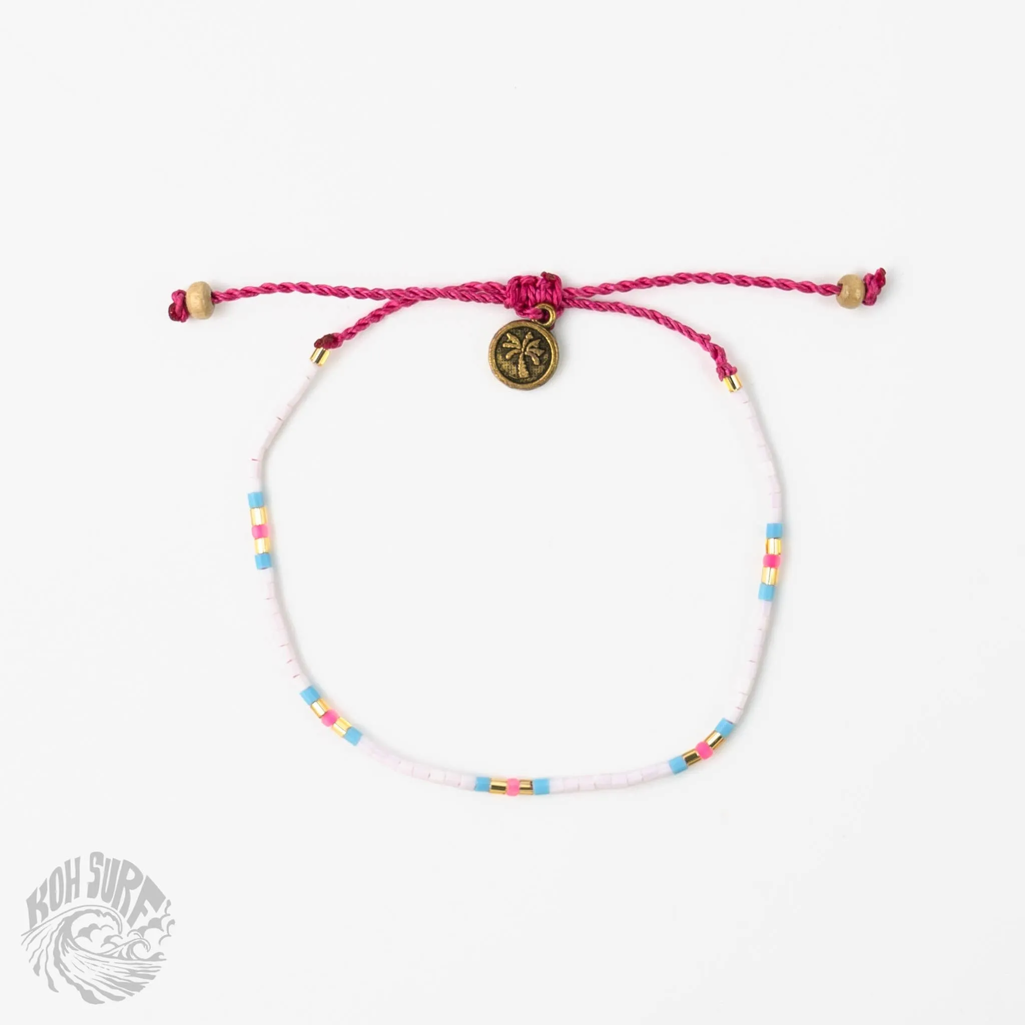 Pineapple Island -  Alila Dainty Beaded Anklet, Beach Anklet by Koh Surf: Peach