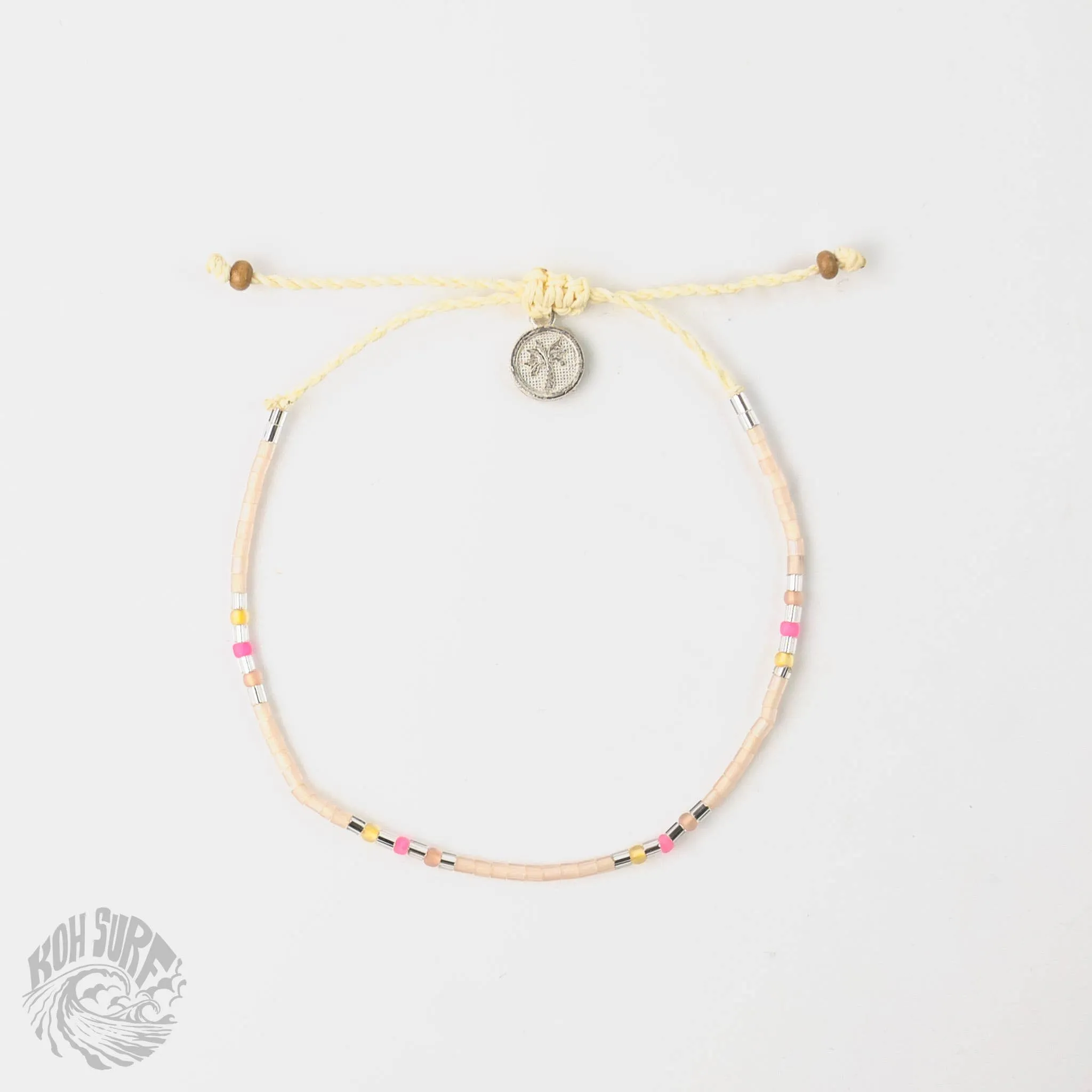 Pineapple Island -  Alila Dainty Beaded Anklet, Beach Anklet by Koh Surf: Peach