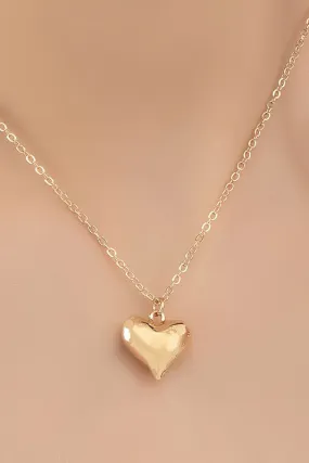 Puff Heart Necklace - Gold