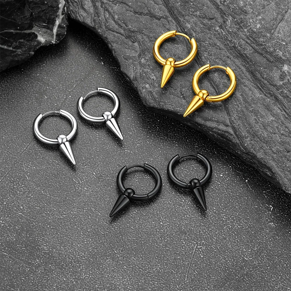 Punk Spike Huggie Hoop Earrings for Men Women