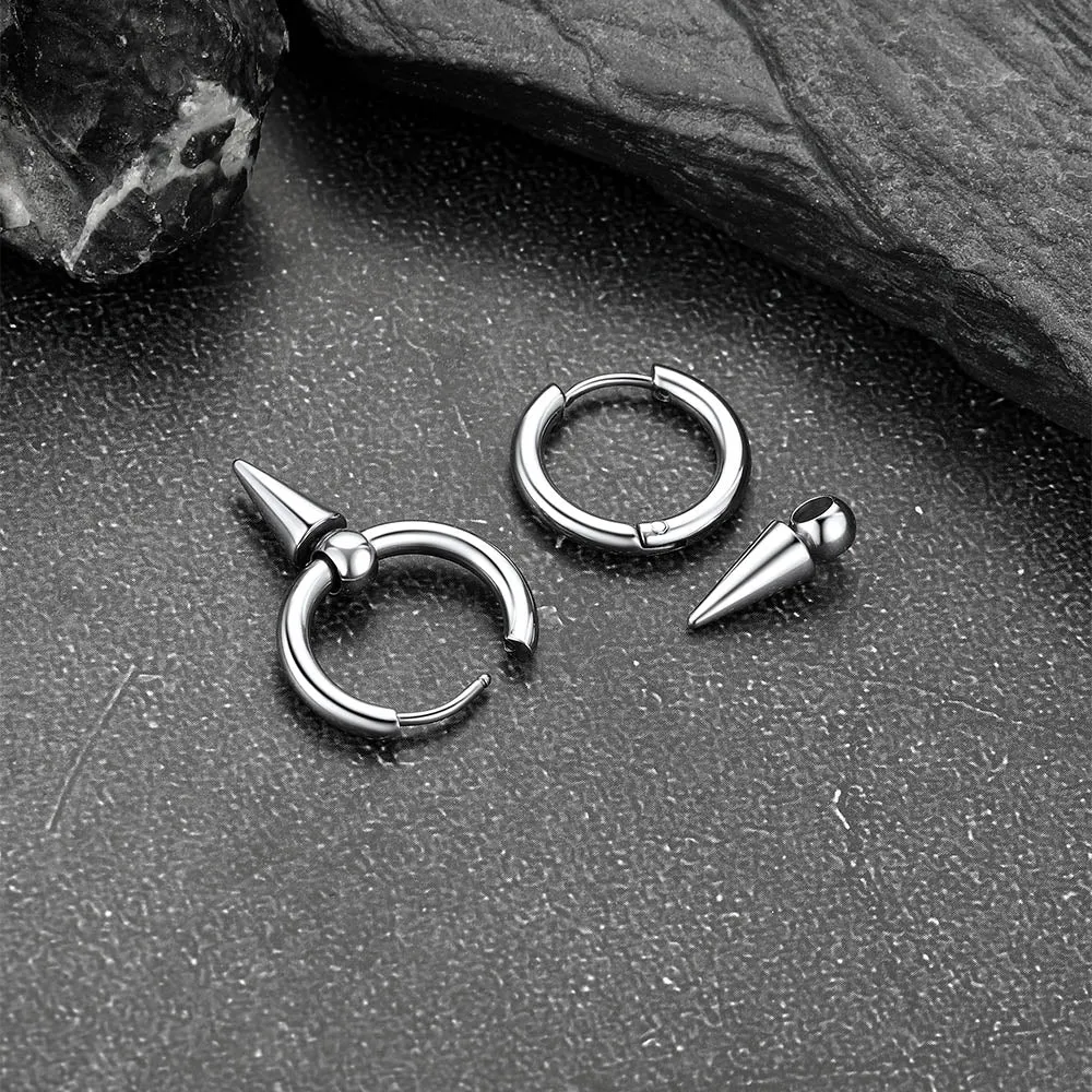 Punk Spike Huggie Hoop Earrings for Men Women