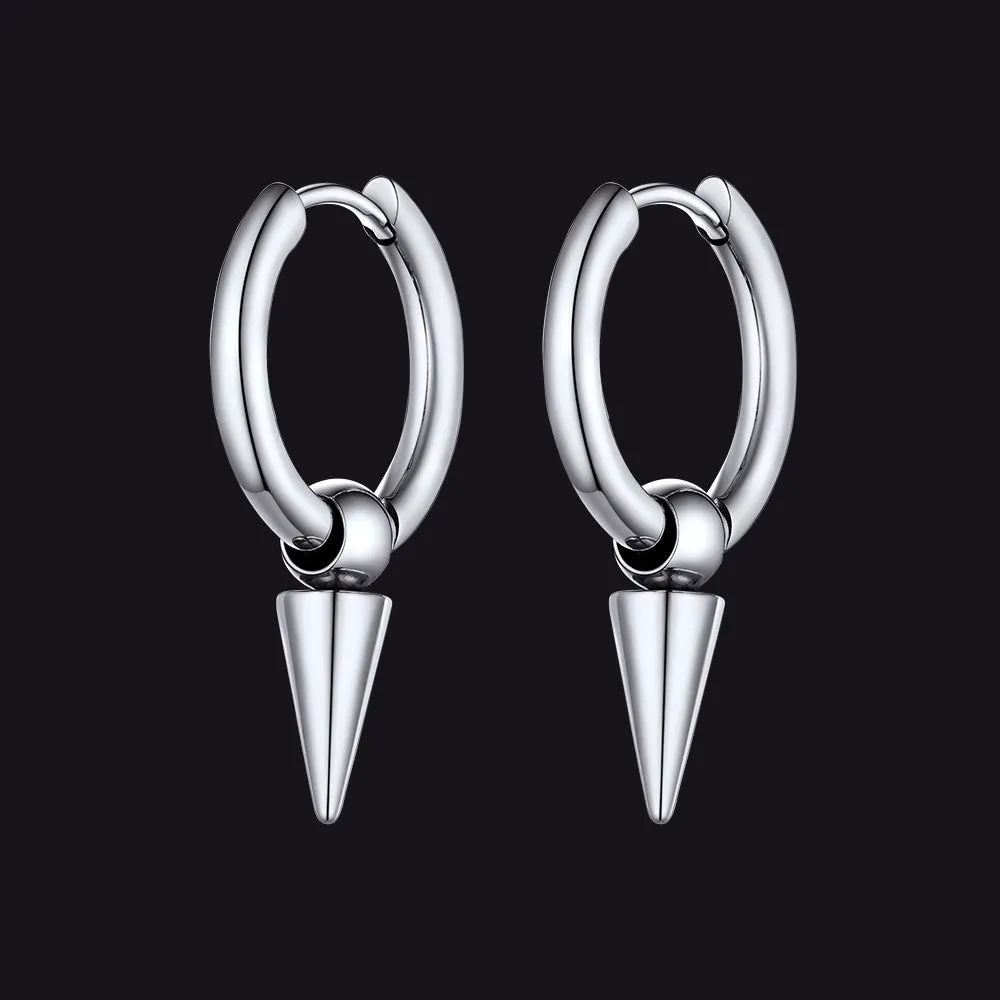 Punk Spike Huggie Hoop Earrings for Men Women