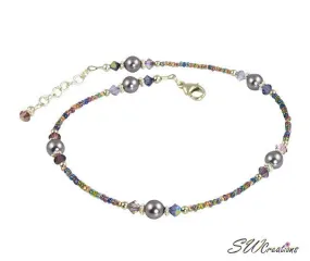 Purple Crystal Mauve Pearl Anklet