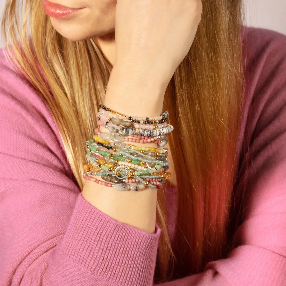 Pyrite's Booty Bracelet in Peruvian Opal Heishi & 3.5mm Shaded Onyx