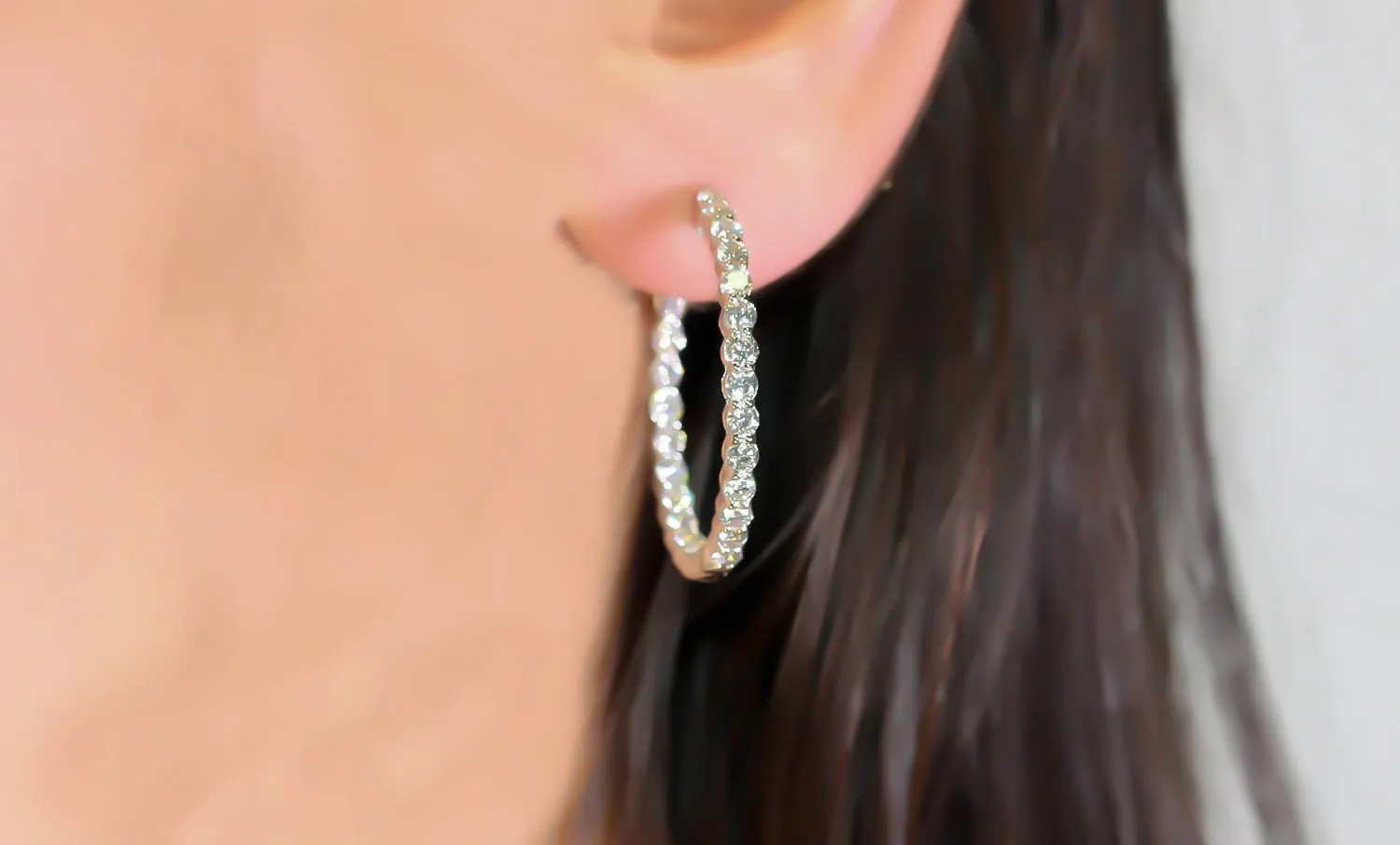 "Inside-Outside" Diamond Hoop Earrings in White Gold