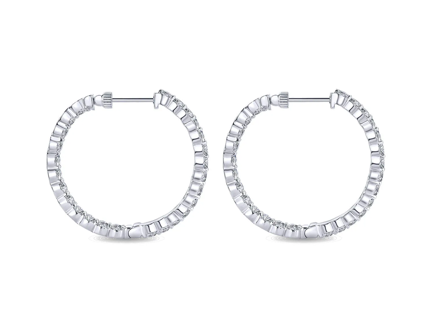 "Inside-Outside" Diamond Hoop Earrings in White Gold