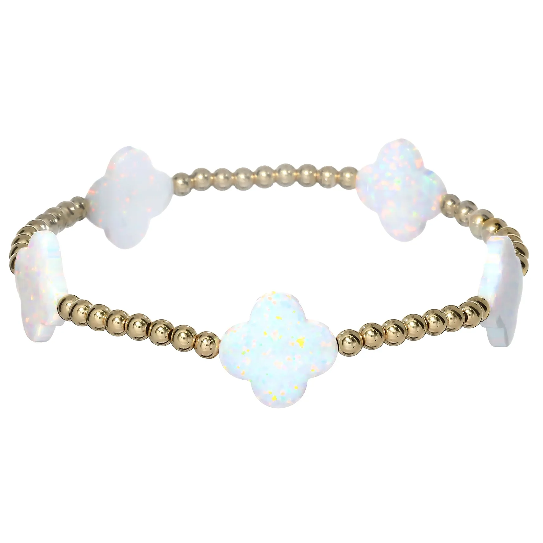 "LUCKY CLOVER" Large Opal BTY on Gold Filled beaded Bracelet