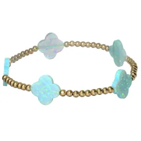 "LUCKY CLOVER" Large Opal BTY on Gold Filled beaded Bracelet