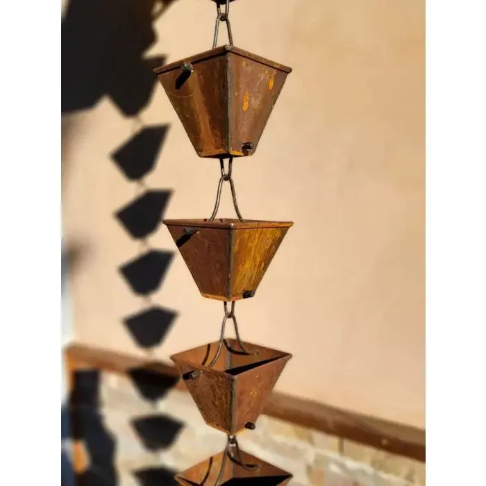 Rain Chain Medium Square Cups - COR-TEN™