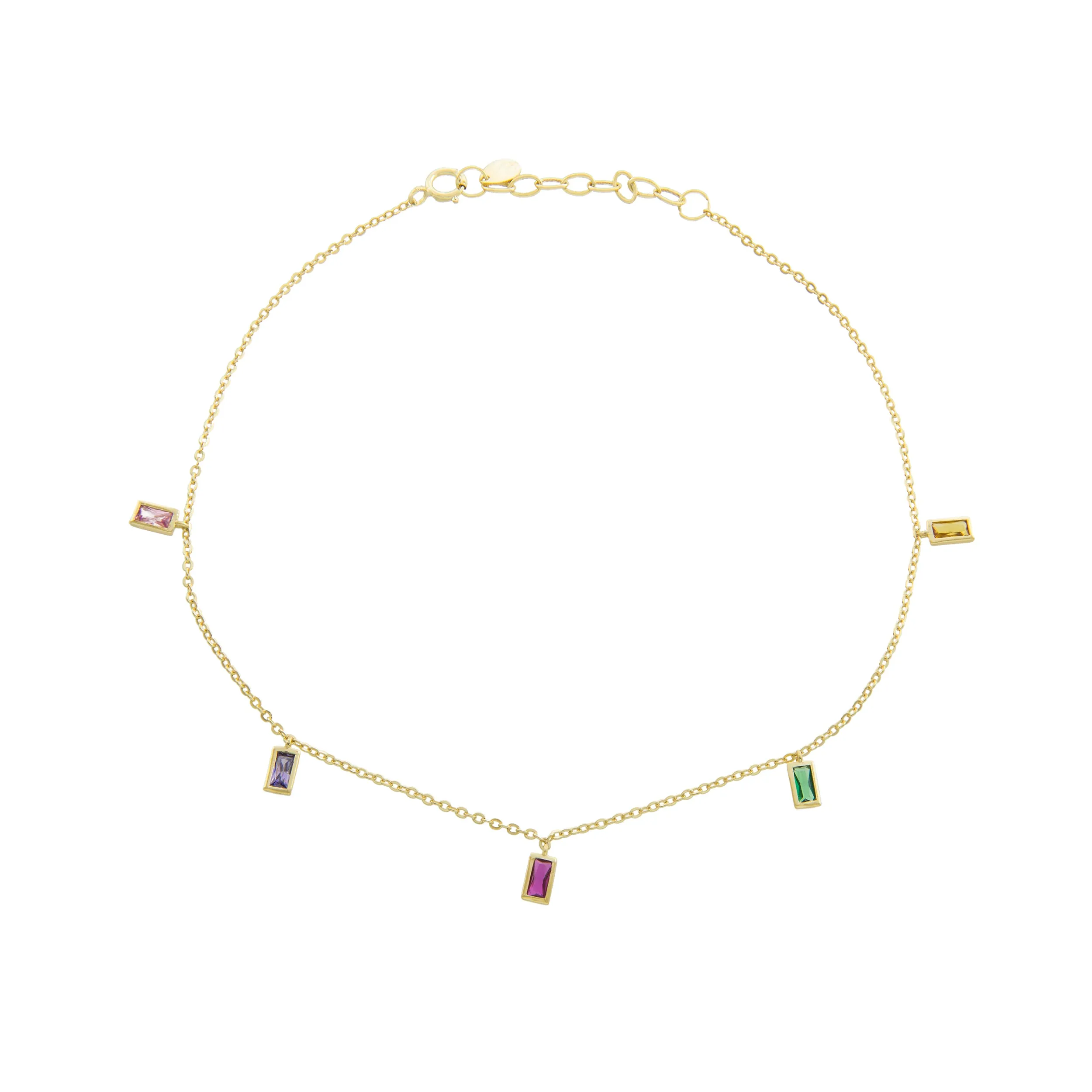 Rainbow Baguette Anklet