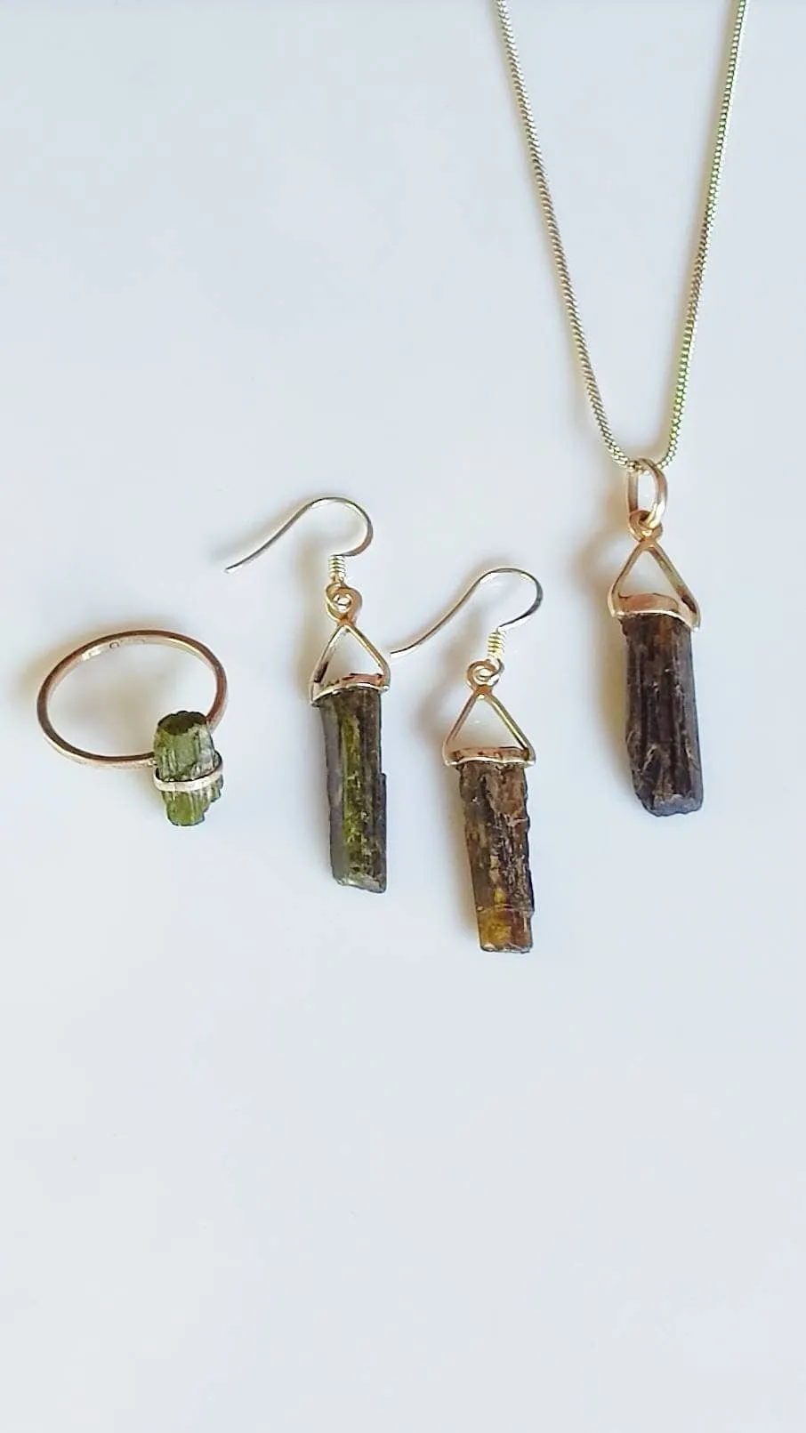 Raw Green Tourmaline (Verdelite) Pendant Necklace