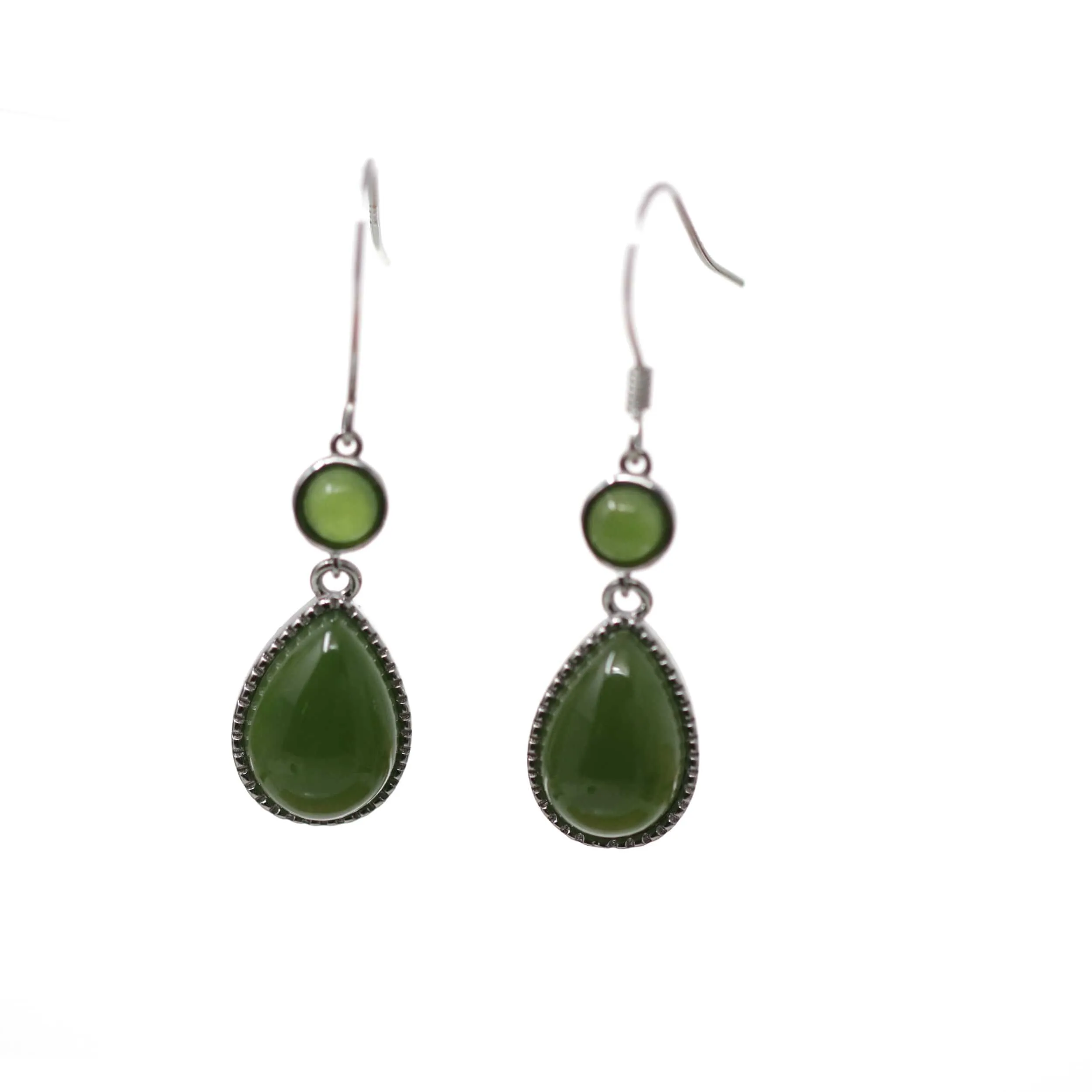 RealJade® "Classic Tear Drop" Sterling Silver Genuine Nephrite Green Jade Dangle Earrings