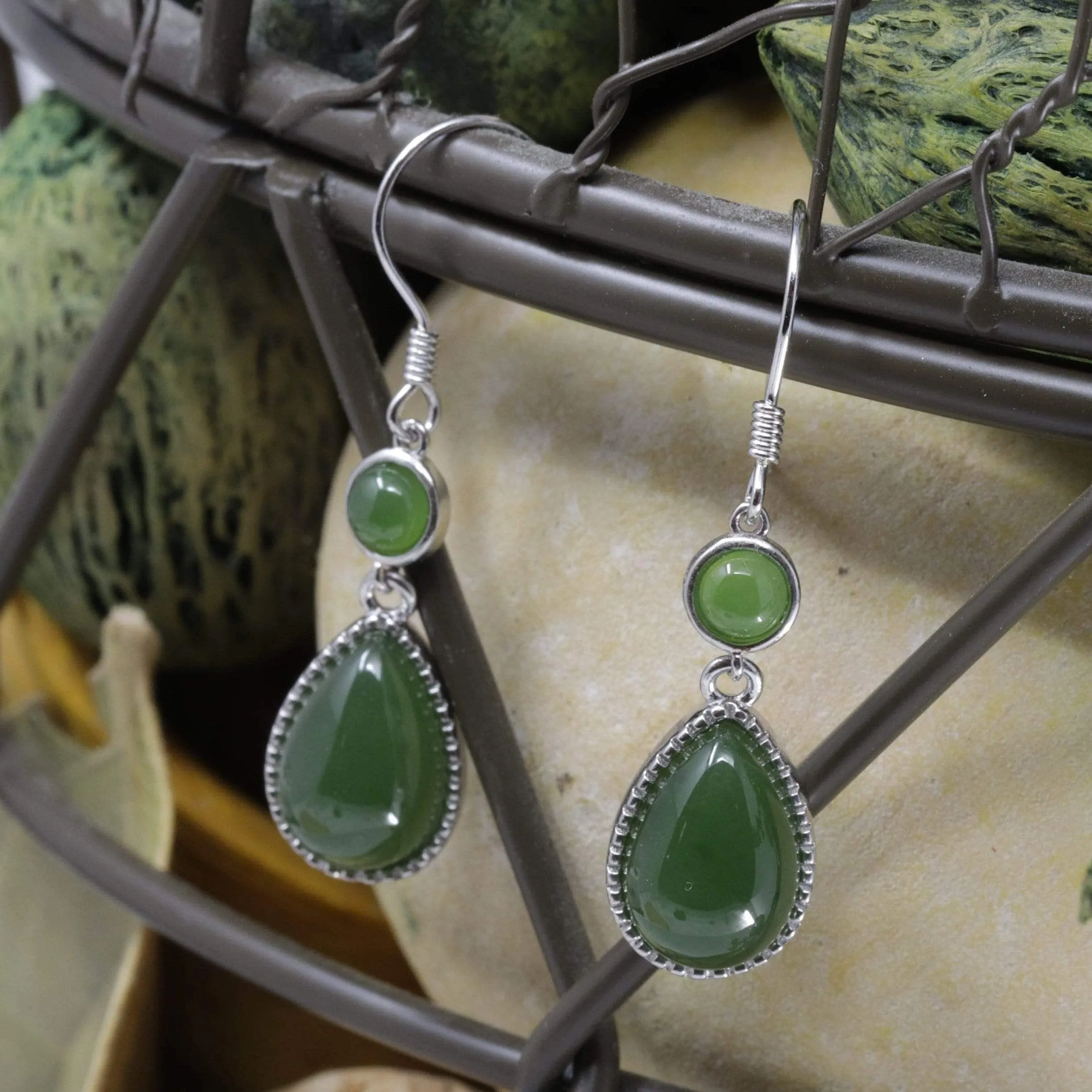 RealJade® "Classic Tear Drop" Sterling Silver Genuine Nephrite Green Jade Dangle Earrings