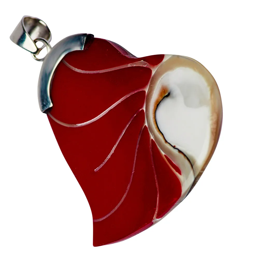 Red Coral Heart Pendant