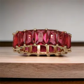 Red Emerald Cut Ring