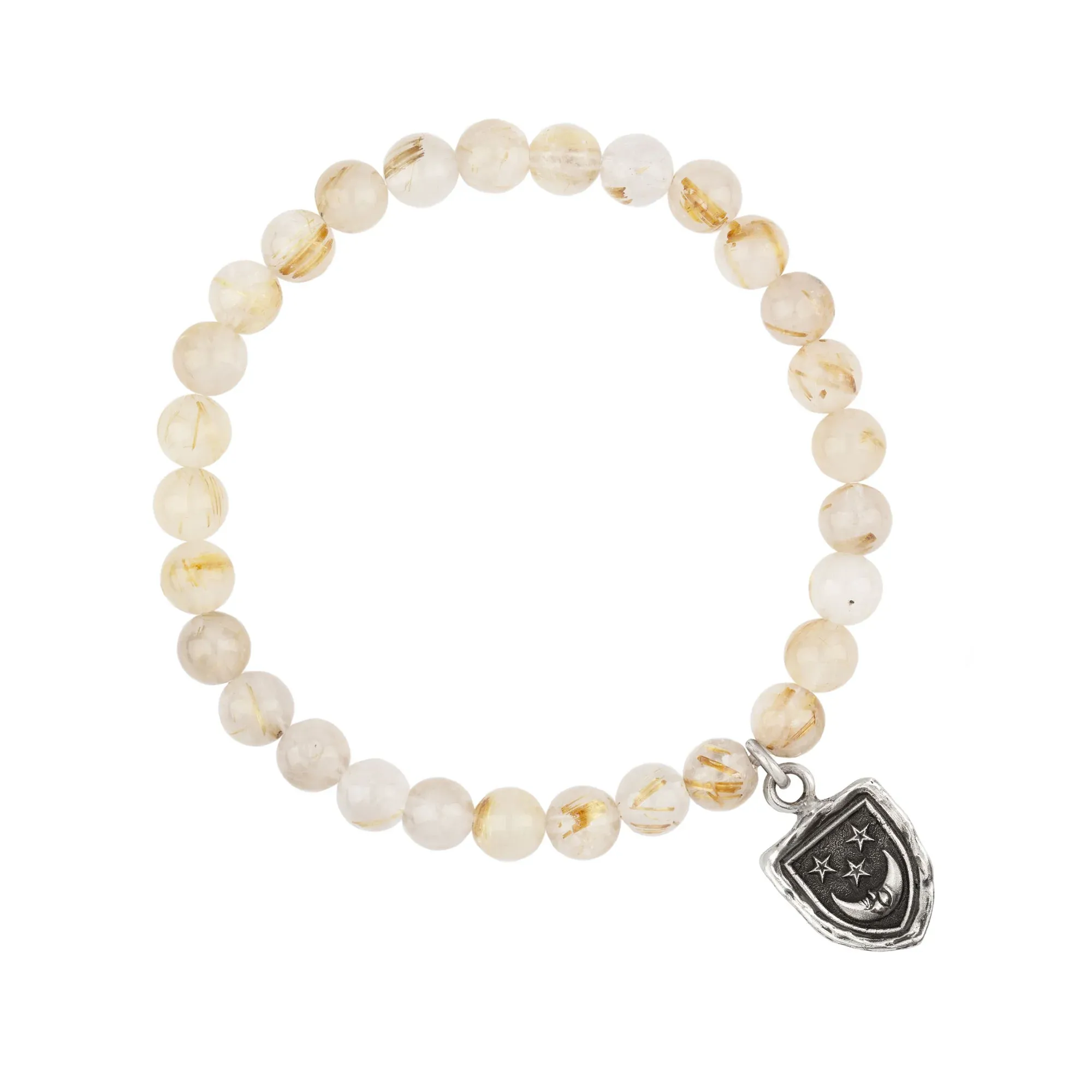 Reflective Appreciation Rutilated Quartz Stone Stretch Bracelet