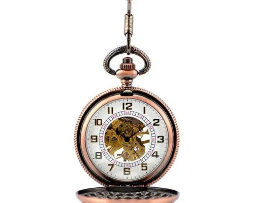 Retro Dial Hand Wind Mechanical Pocket Watch with Chain