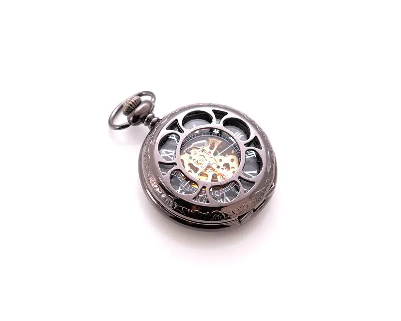 Retro Dial Hand Wind Mechanical Pocket Watch with Chain