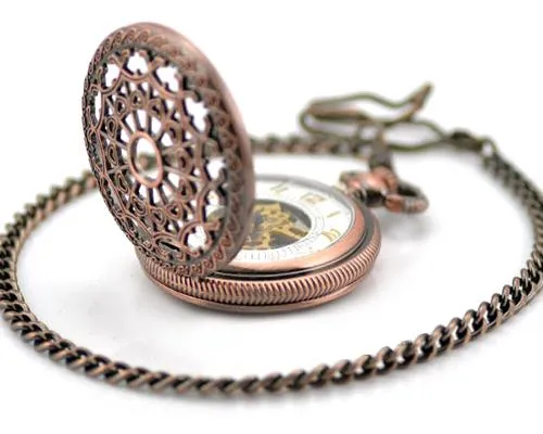 Retro Dial Hand Wind Mechanical Pocket Watch with Chain