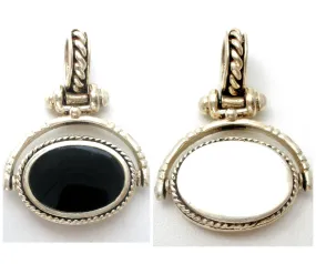 Reversible Pendant Sterling Silver Black Onyx Engravable