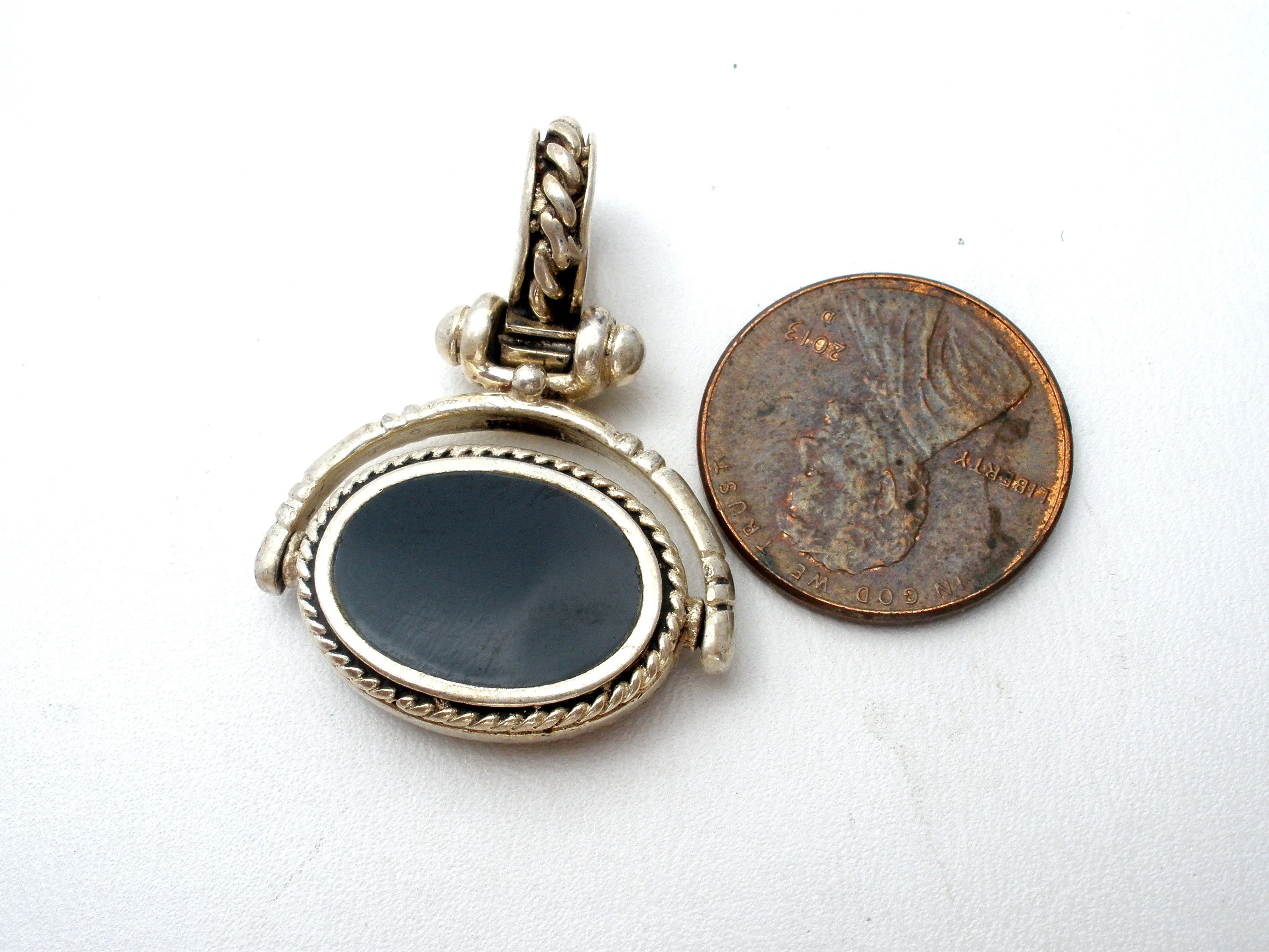 Reversible Pendant Sterling Silver Black Onyx Engravable