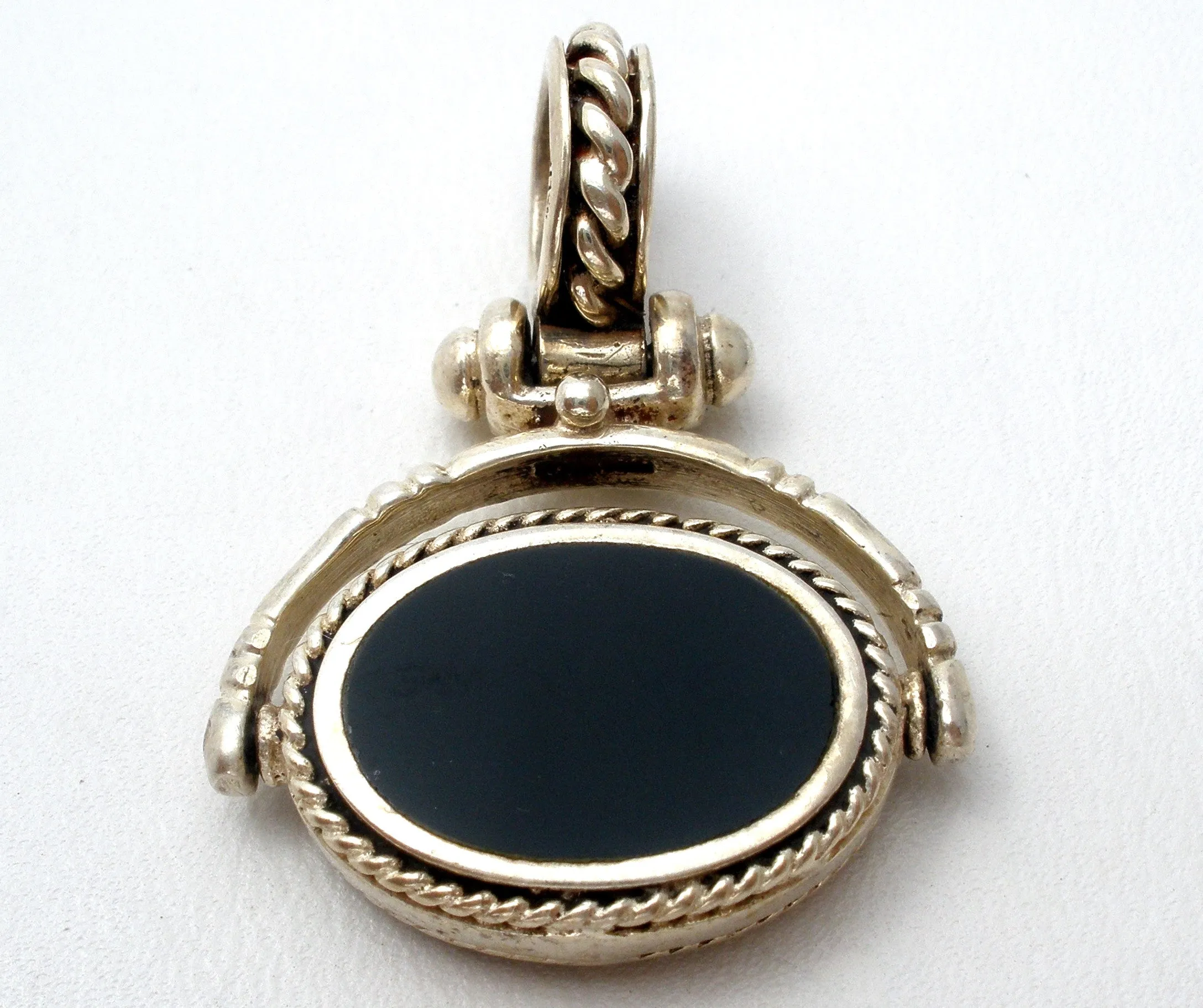 Reversible Pendant Sterling Silver Black Onyx Engravable