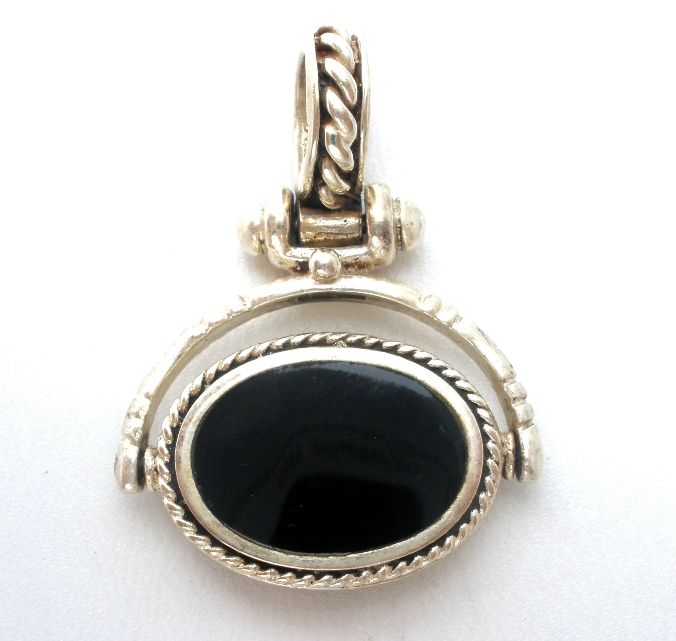 Reversible Pendant Sterling Silver Black Onyx Engravable