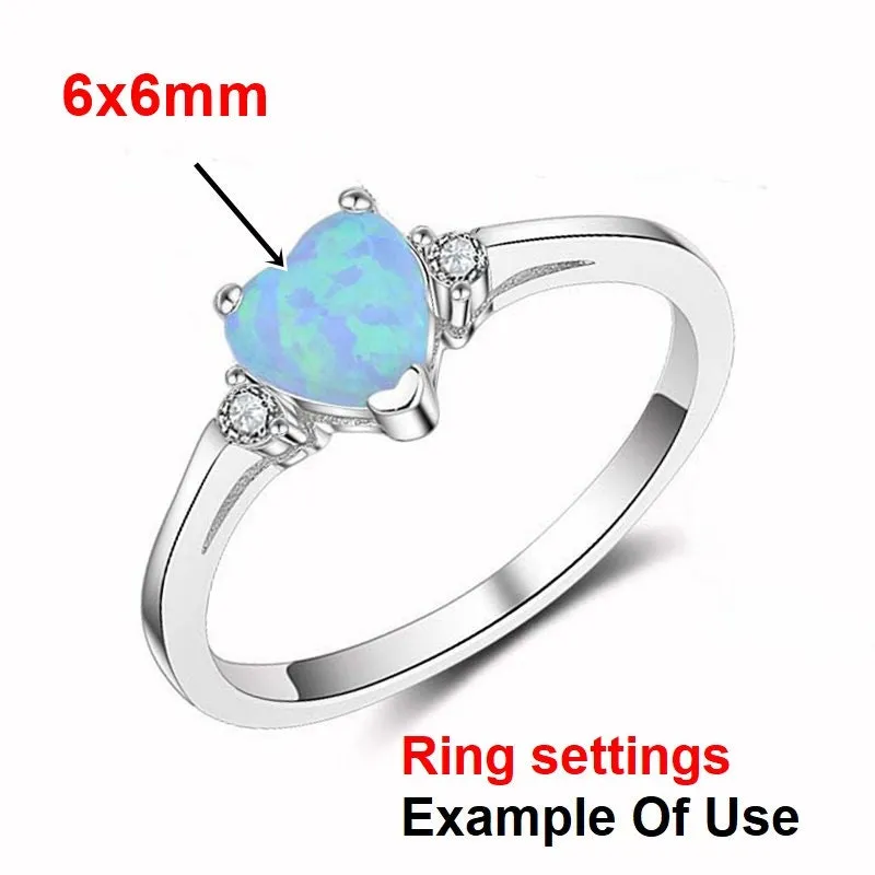 Ring Setting Blank 6mm 1pc 925 Sterling Silver CZ Semi Mount for 1 Heart Shape Faceted Stone 3 Prongs Love Theme Wholesale Available